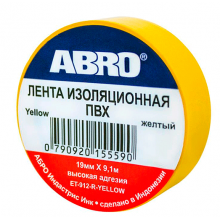 ABRO Изолента желтая 19мм/18.2м